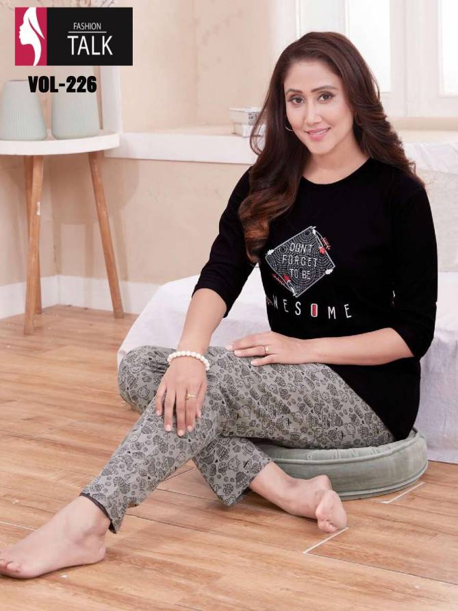 Ft 226 Night Wear Hosiery Cotton Printed Wholesale Night Suits Collection